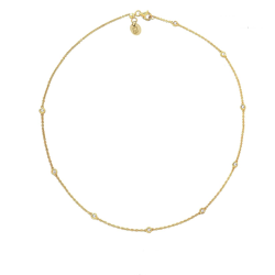 Collana Donna Liujo LJ2466 in Acciaio 316l Pvd Oro Giallo e Zironci Bianchi