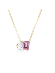 Collana Donna Liujo LJ2546 in Acciaio 3161l Pvd Oro Giallo con Zirconi Rosso e Bianco