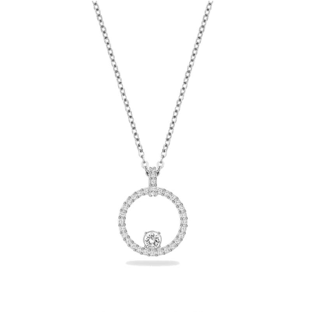 Collana Donna Liujo LJ2522 in Acciaio 3161l Silver Ciondolo Cerchio con Zirconi