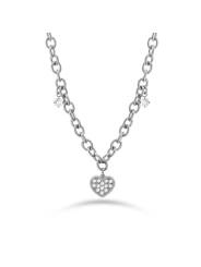 Collana Donna Liujo LJ2319 in Acciaio 3161l Silver con Cuore e Cristalli