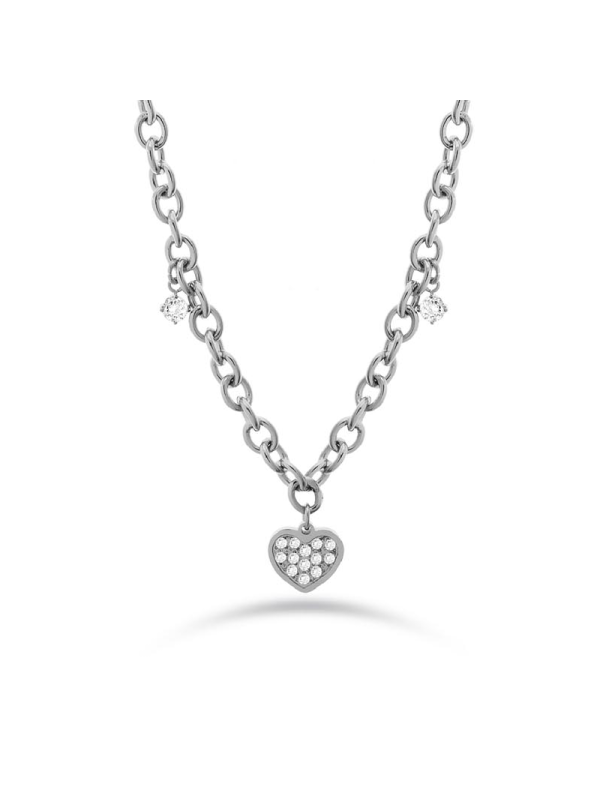 Collana Donna Liujo LJ2319 in Acciaio 3161l Silver con Cuore e Cristalli