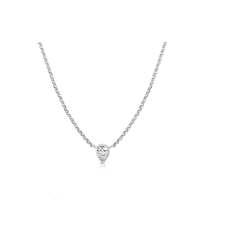 Collana Donna Liujo LJ2528 in Acciaio 3161l Silver con Ciondolo Goccia e Zirconi Cubici Bianchi