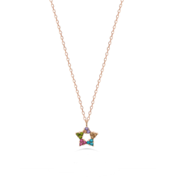 Collana Donna Liujo LJ2451 in Acciaio 3161l Pvd Oro Rosa con Cuore e Zirconi Multicolor