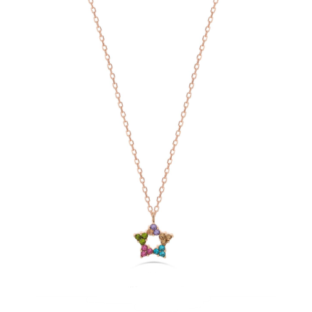 Collana Donna Liujo LJ2451 in Acciaio 3161l Pvd Oro Rosa con Cuore e Zirconi Multicolor