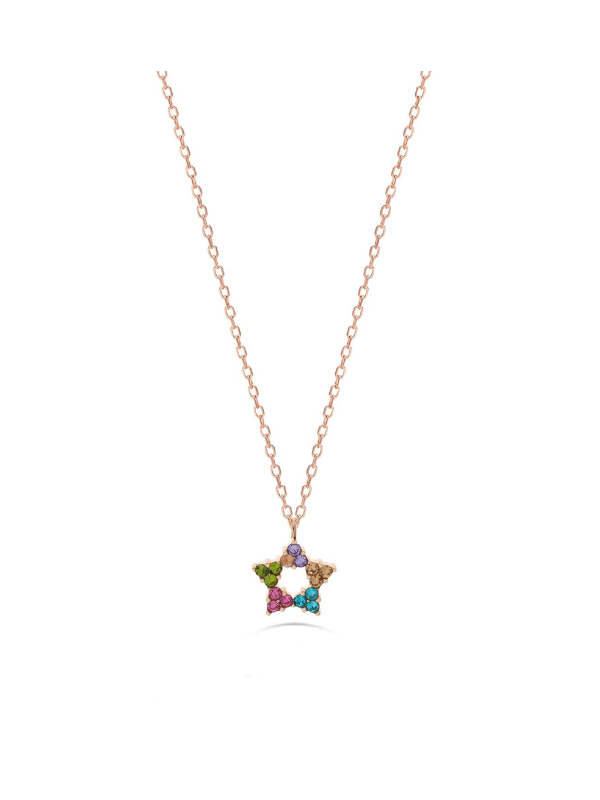 Collana Donna Liujo LJ2451 in Acciaio 3161l Pvd Oro Rosa con Cuore e Zirconi Multicolor