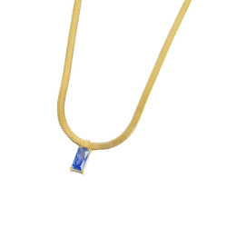 Collana Donna Marlù Sparkles 31CN0001G-B in Acciaio Pvd Oro Snake con Zircone Blu