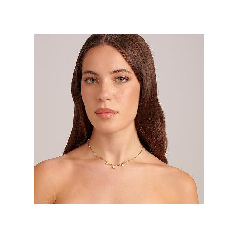 Collana Donna Marlù Sparkles 31CN0001-W In Acciaio Silver Snake Con Zircone Bianco