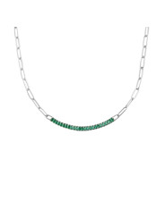 Collana Donna Marlù 33CN0014-V Vision Catena in Acciaio Silver Centrale Zirconi Verdi