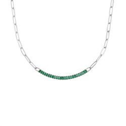 Collana Donna Marlù 33CN0014-V Vision Catena in Acciaio Silver Centrale Zirconi Verdi
