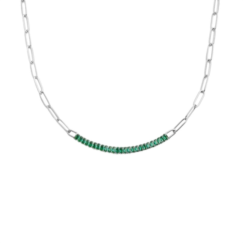 Collana Donna Marlù 33CN0014-V Vision Catena in Acciaio Silver Centrale Zirconi Verdi Collana Donna Marlù 33CN0014-V Vision Catena in Acciaio Silver Centrale Zirconi Verdi