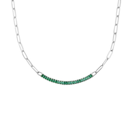 Collana Donna Marlù 33CN0014-V Vision Catena in Acciaio Silver Centrale Zirconi Verdi