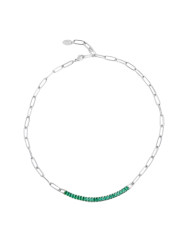 Collana Donna Marlù 33CN0014-V Vision Catena in Acciaio Silver Centrale Zirconi Verdi