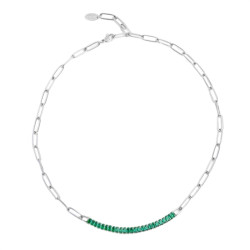 Collana Donna Marlù 33CN0014-V Vision Catena in Acciaio Silver Centrale Zirconi Verdi