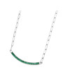 Collana Donna Marlù 33CN0014-V Vision Catena in Acciaio Silver Centrale Zirconi Verdi