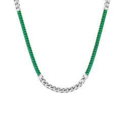 Collana Donna Marlù 33CN0015-V Vision Catena Grumetta in Acciaio Silver Zirconi Verdi