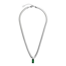 Collana Donna Marlù 33CN0016-V Vision Catena Snake in Acciaio Silver Zircone Verde