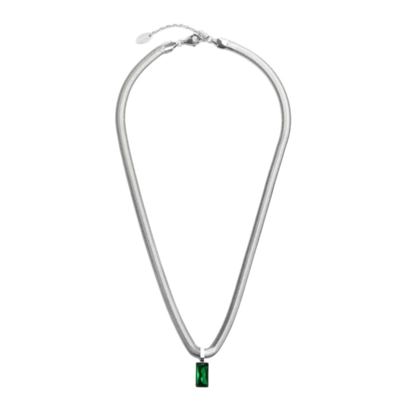 Collana Donna Marlù 33CN0016-V Vision Catena Snake in Acciaio Silver Zircone Verde Collana Donna Marlù 33CN0016-V Vision Catena Snake in Acciaio Silver Zircone Verde