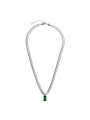 Collana Donna Marlù 33CN0016-V Vision Catena Snake in Acciaio Silver Zircone Verde