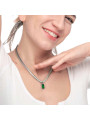 Collana Donna Marlù 33CN0016-V Vision Catena Snake in Acciaio Silver Zircone Verde
