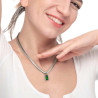 Collana Donna Marlù 33CN0016-V Vision Catena Snake in Acciaio Silver Zircone Verde