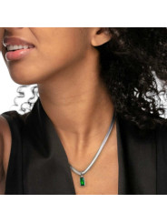 Collana Donna Marlù 33CN0016-V Vision Catena Snake in Acciaio Silver Zircone Verde