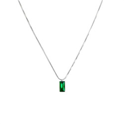 Collana Donna Marlù 33CN0017-V Vision in Acciaio Silver Catena Snake Zircone Verde