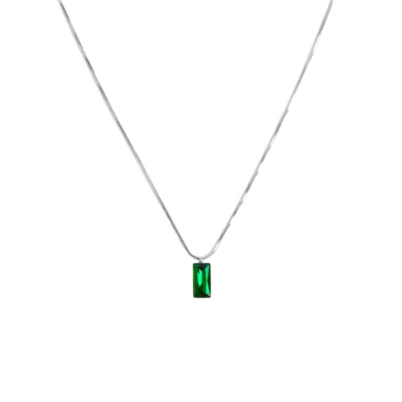Collana Donna Marlù 33CN0017-V Vision in Acciaio Silver Catena Snake Zircone Verde