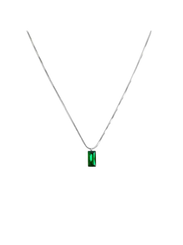 Collana Donna Marlù 33CN0017-V Vision in Acciaio Silver Catena Snake Zircone Verde