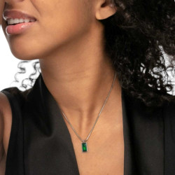 Collana Donna Marlù 33CN0017-V Vision in Acciaio Silver Catena Snake Zircone Verde