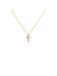 Collana Donna Marlù 31CN0005G-W Croce Pendente in Acciaio Oro e ZIrconi
