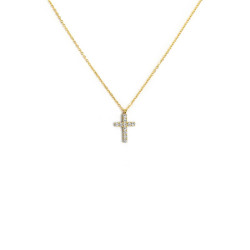 Collana Donna Marlù 31CN0005G-W Croce Pendente in Acciaio Oro e ZIrconi
