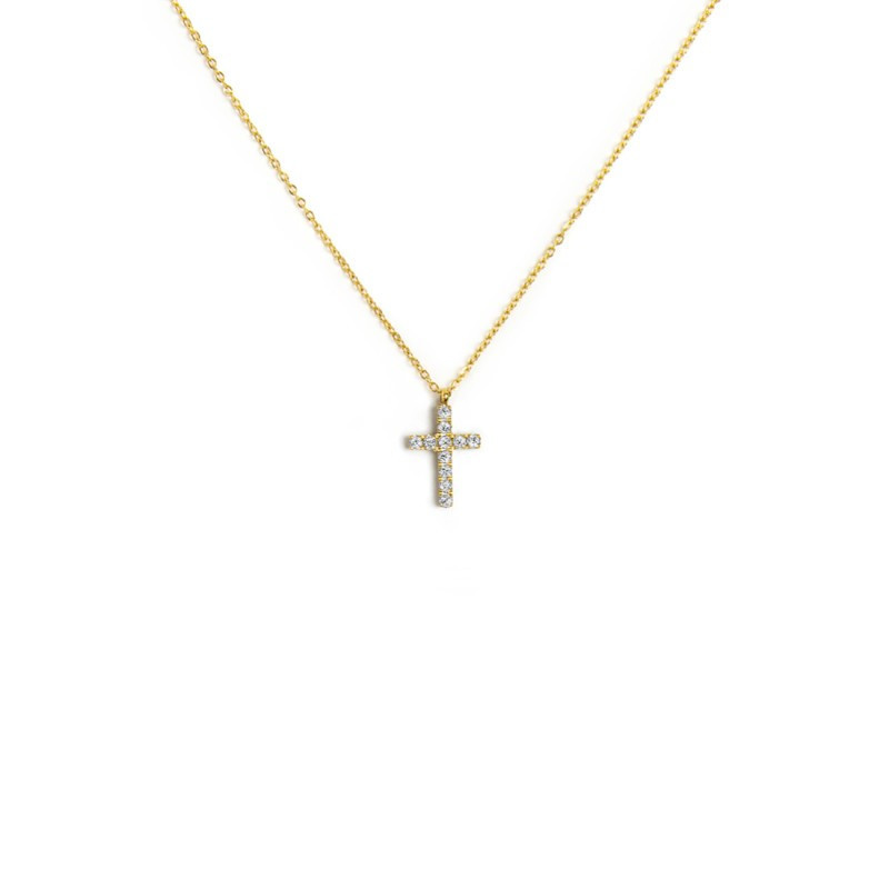 Collana Donna Marlù 31CN0005G-W Croce Pendente in Acciaio Oro e ZIrconi Collana Donna Marlù 31CN0005G-W Croce Pendente in Acciaio Oro e ZIrconi