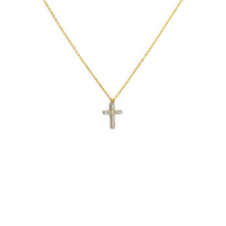 Collana Donna Marlù 31CN0005G-W Croce Pendente in Acciaio Oro e ZIrconi