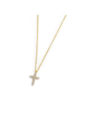 Collana Donna Marlù 31CN0005G-W Croce Pendente in Acciaio Oro e ZIrconi