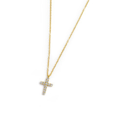 Collana Donna Marlù 31CN0005G-W Croce Pendente in Acciaio Oro e ZIrconi