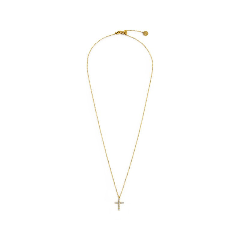 Collana Donna Marlù 31CN0005G-W Croce Pendente in Acciaio Oro e ZIrconi