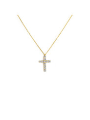 Collana Donna Marlù 31CN0006G-W Croce Pendente in Acciaio Oro Giallo e ZIrconi
