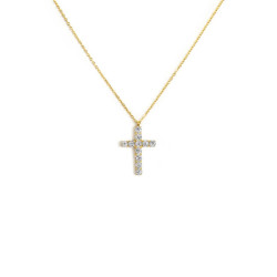 Collana Donna Marlù 31CN0006G-W Croce Pendente in Acciaio Oro Giallo e ZIrconi