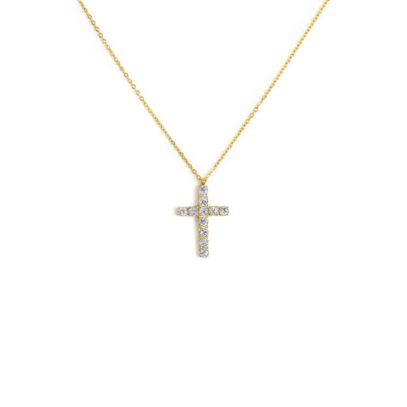 Collana Donna Marlù 31CN0006G-W Croce Pendente in Acciaio Oro Giallo e ZIrconi