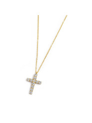 Collana Donna Marlù 31CN0006G-W Croce Pendente in Acciaio Oro Giallo e ZIrconi