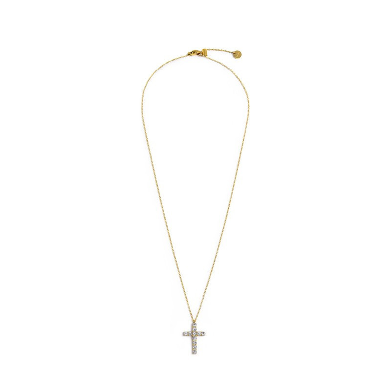Collana Donna Marlù 31CN0006G-W Croce Pendente in Acciaio Oro Giallo e ZIrconi