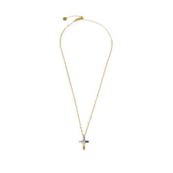 Collana Donna Marlù 31CN0007G-RGB Croce Pendente in Acciaio Oro e Zirconi