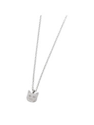 Collana Donna Marlù 18CN050 in Acciaio Silver Pendente Gatto