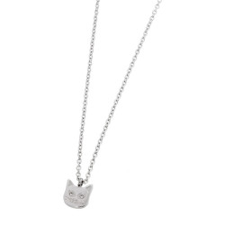 Collana Donna Marlù 18CN050 in Acciaio Silver Pendente Gatto
