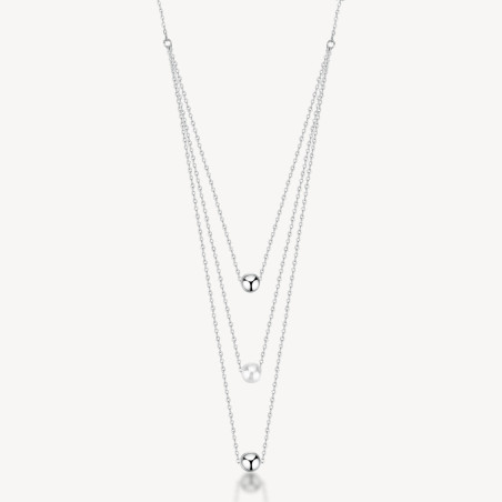 Collana Donna BRosway Perfect BPC07 Multifilo con Perle in Acciaio Silver