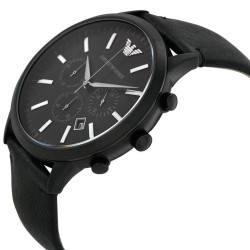 Orologio Cronografo Uomo Emporio Armani AR2461 Cinturino Pelle Cassa Nero