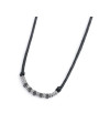 Collana Unisex Marlù cordino strobel elementi in acciaio con trama puntinata nera 33CO0025-N