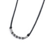 Collana Unisex Marlù cordino strobel elementi in acciaio con trama puntinata nera 33CO0025-N