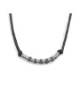 Collana Unisex Marlù cordino strobel elementi in acciaio con trama puntinata nera 33CO0025-N