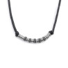 Collana Unisex Marlù cordino strobel elementi in acciaio con trama puntinata nera 33CO0025-N